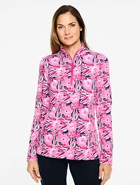 Cozy Cloud Half-Zip Pullover - Dancing Floral