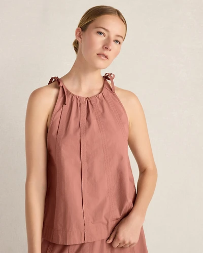 Organic Cotton Poplin High Neck Top