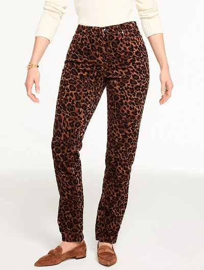 Straight Leg Stretch Corduroy Pants - Spectacular Animal Curvy Fit