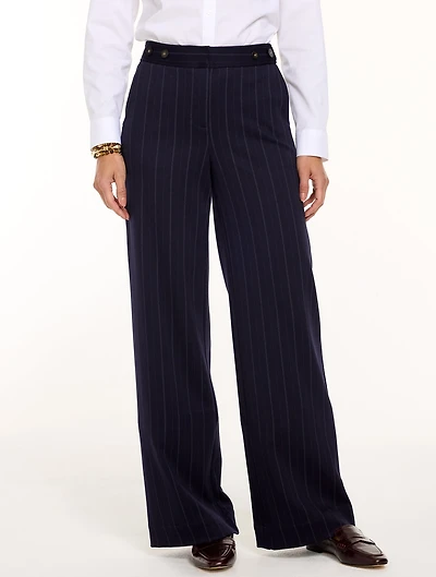 Polished Ponte Wide Leg Pants - Pinstripe