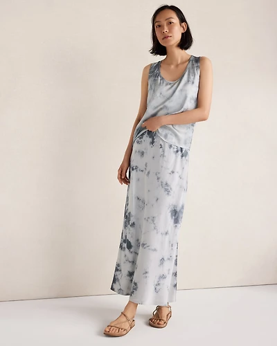 Washable Silk Tie-Dye Maxi Skirt