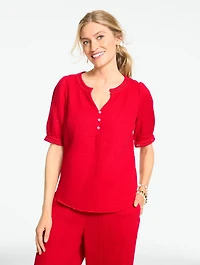Elbow Sleeve Gauze Top