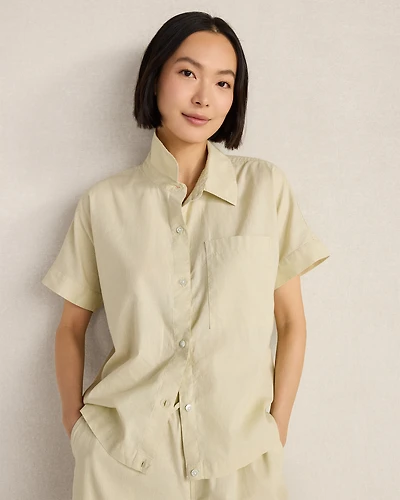 Organic Cotton Linen Button-Down Top
