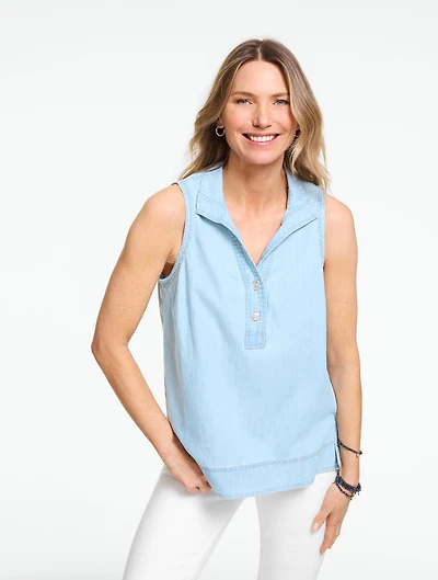 Sleeveless Denim Top - Surf Blue Wash
