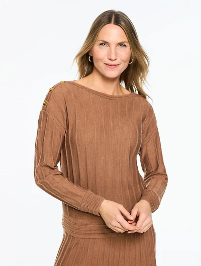Radiating Rib Boatneck Sweater