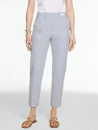 Seersucker Tapered Ankle Pants - Market Stripe