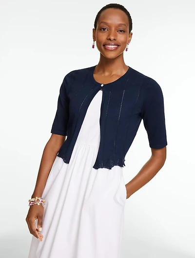 Scalloped Pointelle Shrug
