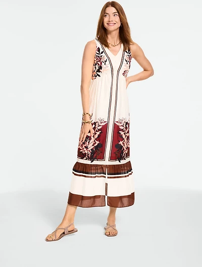 Voile Fit & Flare Dress - Bunched Foliage