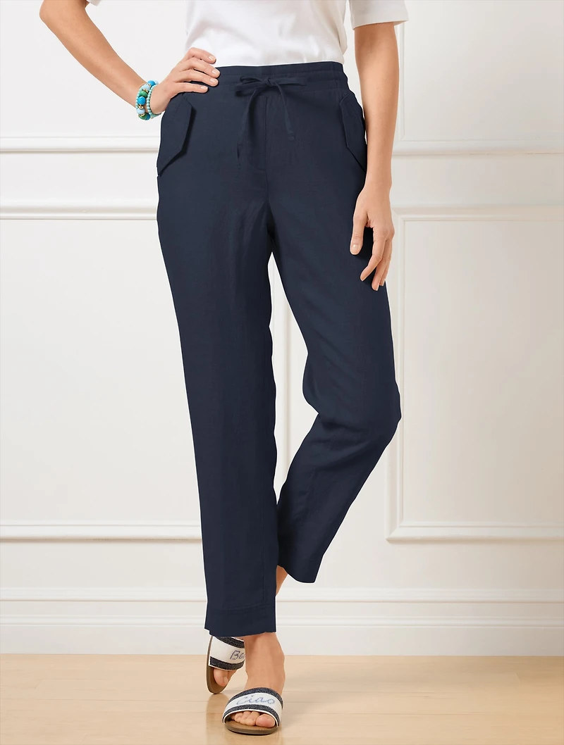 Pull-On Washed Linen Joggers
