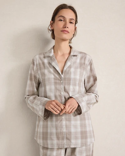 Organic Cotton Poplin Classic Plaid Pajama Top