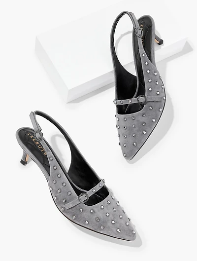 Sylvie Studded Slingback Suede Pumps