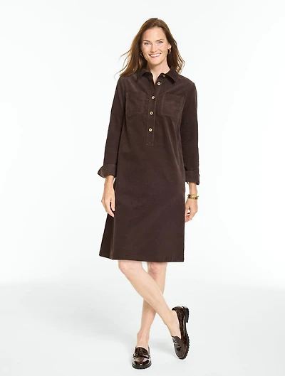 Corduroy A-Line Shirtdress
