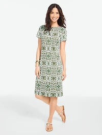 Effortless Jersey Shift Dress - Royal Medallion