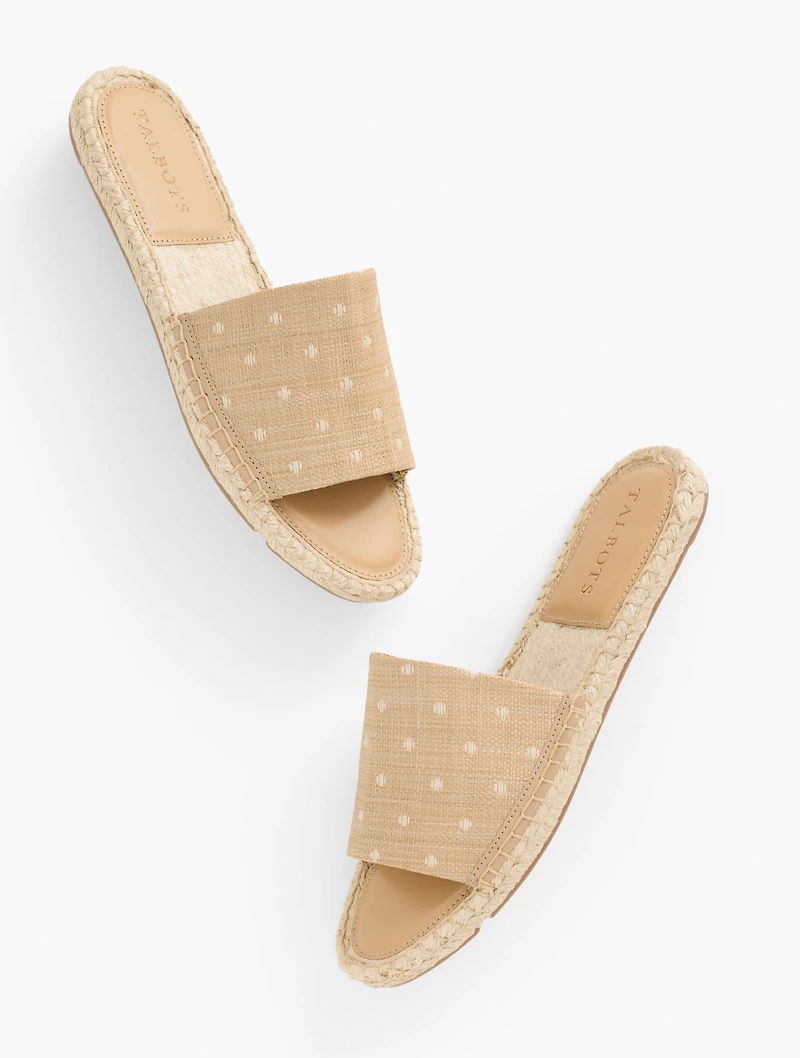 Ilyssa Raffia Espadrille Slides - Polka Dot