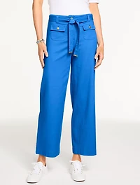 Wide Ankle Belted Twill Pants