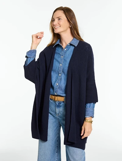 Cozy Pointelle Open Front Cardigan