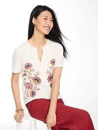 Embroidered Short Sleeve Top