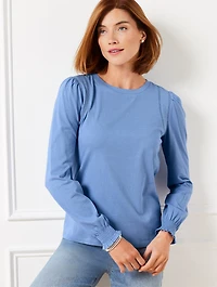 Lattice Trim Crewneck Tee