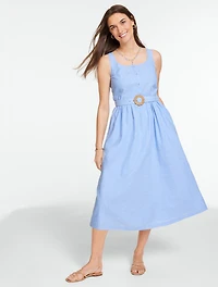 Sleeveless Linen Blend Fit & Flare Dress