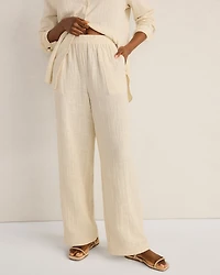 Textured Cotton Gauze Pants