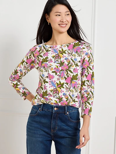 Bateau Neck Tee - Flourishing Vines