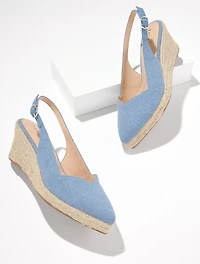 Vivi Slingback Denim Espadrille Wedges