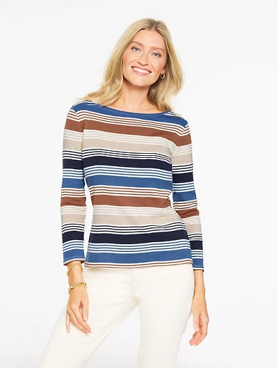 Bateau Neck Tee - Sunbeam Stripe