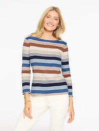 Bateau Neck Tee - Sunbeam Stripe