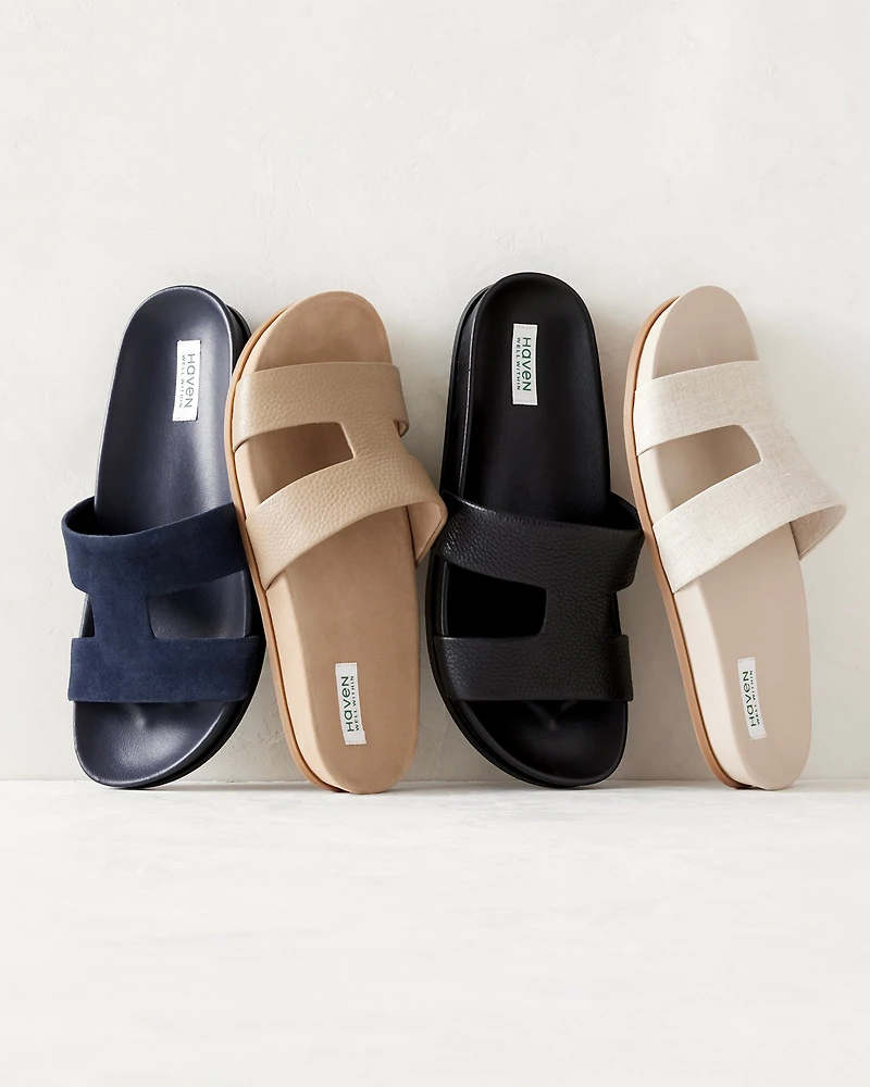 Suede Cutout Slides