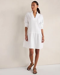 Textured Cotton Gauze Drop Waist Dress