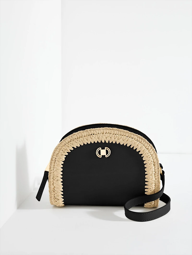 Rory Vachetta Straw Crossbody Bag