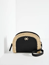 Rory Vachetta Straw Crossbody Bag
