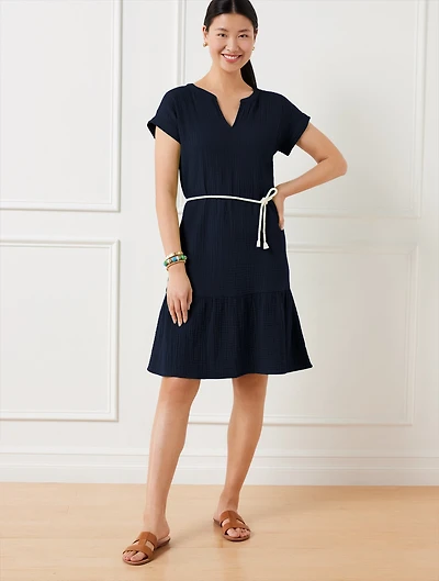Drop Waist Gauze Shift  Dress