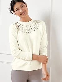 Crewneck Sweatshirt - Beaded Fair Isle