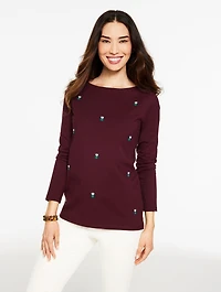 Long Sleeve Bateau Neck Tee - Owl