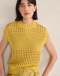 Organic Cotton Open Stitch Short Sleeve Sweater