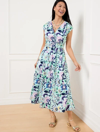 Voile Midi Dress - Jacobean Floral