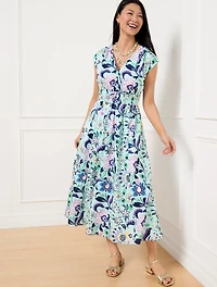 Voile Midi Dress - Jacobean Floral