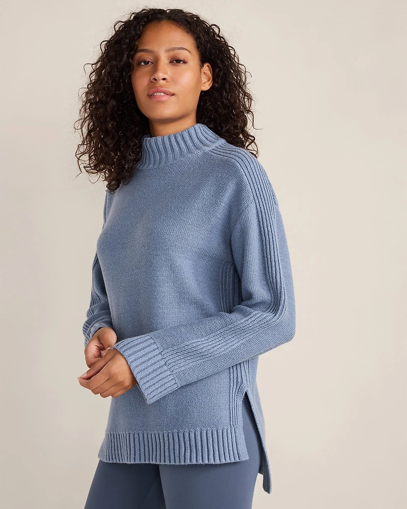 Cotton Blend Mockneck Sweater