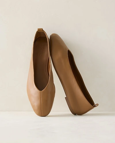 Leather Almond Toe Flats