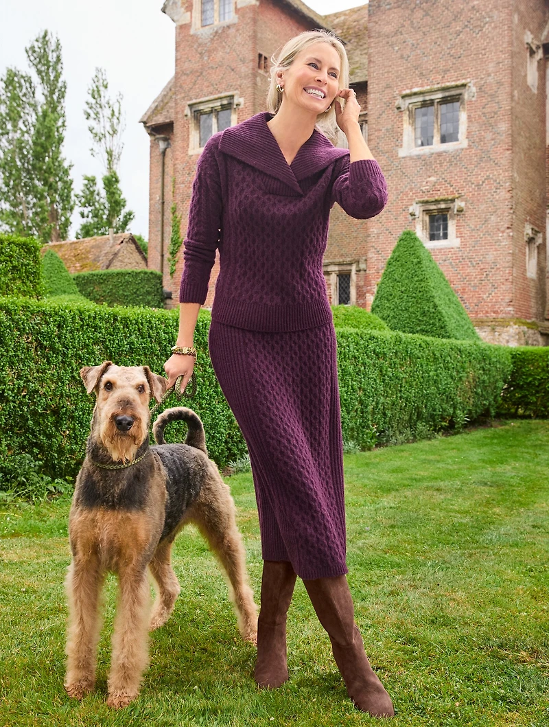 Mixed Cable Shawl Collar Sweater