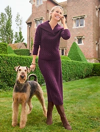 Mixed Cable Shawl Collar Sweater