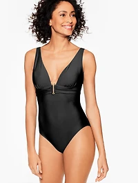Aqua Club V-Neck One-Piece Swimsuit
