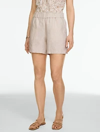 Washed Linen Pull-On Shorts – Cross-Dyed