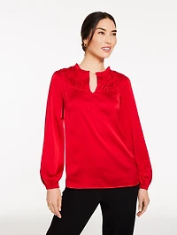 Soft Satin Charmeuse Shirred Top