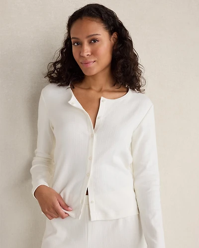Organic Cotton Pointelle Cardigan