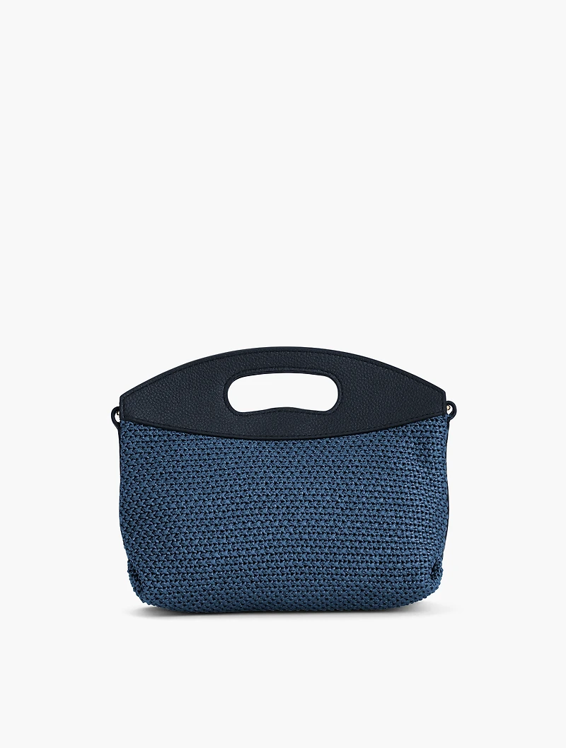 Pebble Leather Chunky Straw Crossbody
