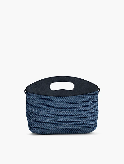 Pebble Leather Chunky Straw Crossbody
