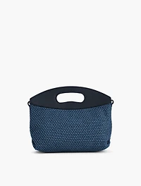 Pebble Leather Chunky Straw Crossbody