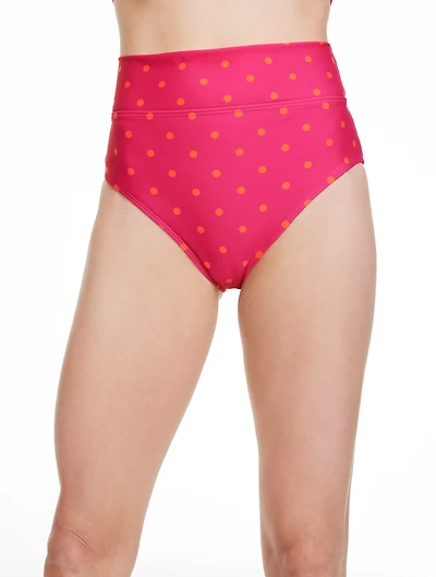 Aqua Club High Waist Fold Convertible Swim Bottom - Aruba Dot